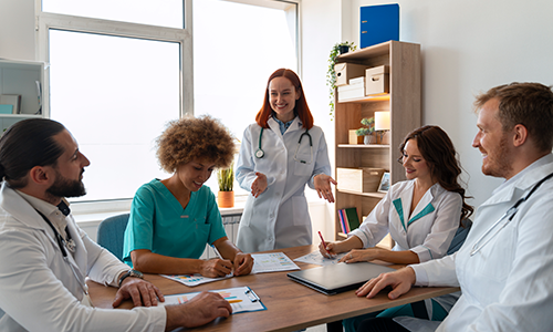 Doctor leading a meeting