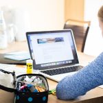 Young woman using a laptop.