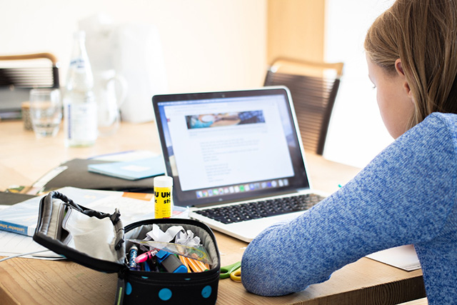 Young woman using a laptop.