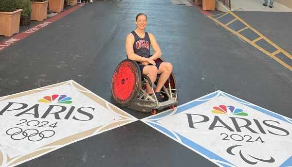 Woman in wheelchair competing in paralympics