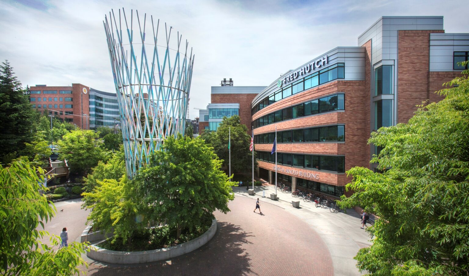 Exterior shot of Fred Hutch Cancer Center