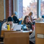 Students in a library